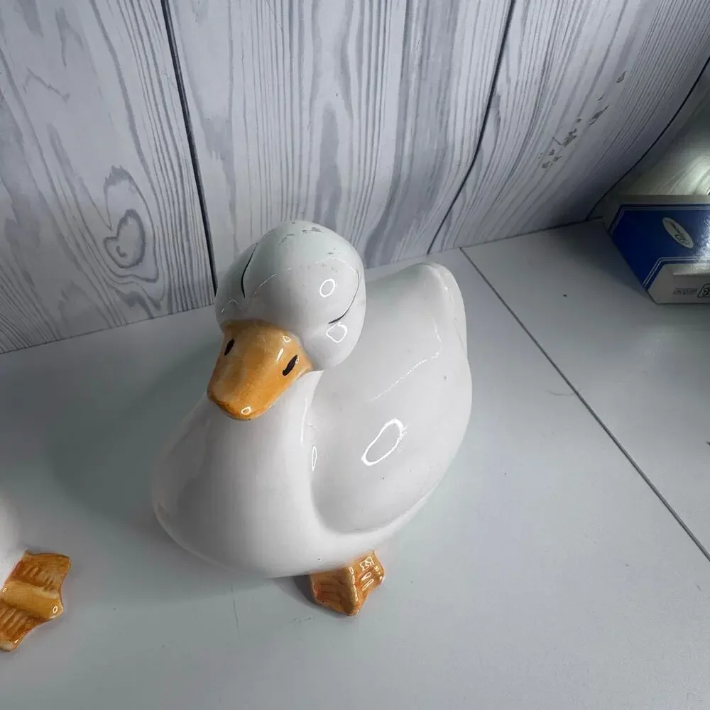 Vintage Set of 2 Porcelain Duck Figurines 1980s Buena Park USA Country Decor USA